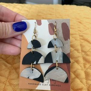 Clay Earrings with gold accents